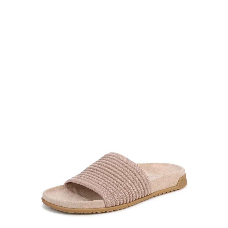 Vionic Women's Evie Knit Flat Sandals, Tan/Gold Metallic, Medium Fit, UK 4