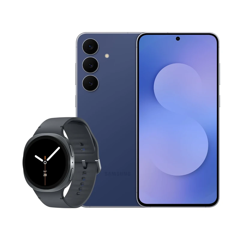 Samsung Galaxy S25 FE + Watch8, AI Smartphone, Slim 7.4mm Frame, 6.7" FHD Display, 50MP Camera, Exynos 2400, 512GB Storage, 8GB Memory, 4900 mAh Battery, Navy, 3 Year Extended Warranty (UK Version)