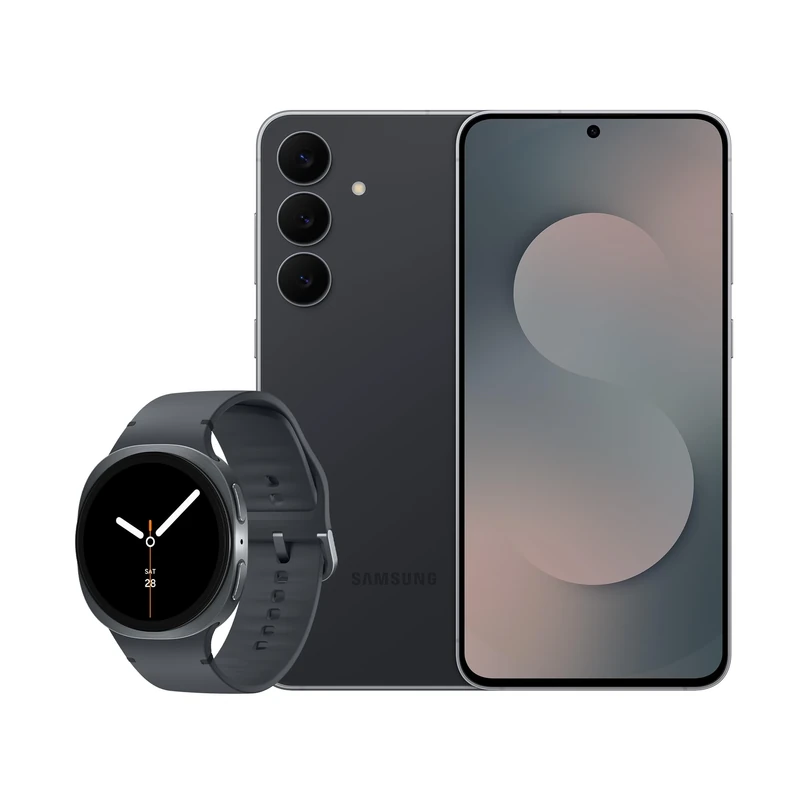 Samsung Galaxy S25 FE + Watch8, AI Smartphone, Slim 7.4mm Frame, 6.7" FHD Display, 50MP Camera, 512GB Storage, 8GB Memory, 4900 mAh Battery, JetBlack, 3 Year Extended Warranty (UK Version)