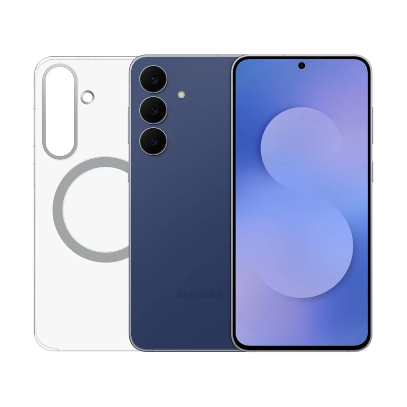 Samsung Galaxy S25 FE + Clear Case, AI Smartphone, Slim 7.4mm Frame, 6.7" FHD Display, 50MP Camera, 256GB Storage, 8GB Memory, 4900 mAh Battery, Navy, 3 Year Extended Warranty (UK Version)