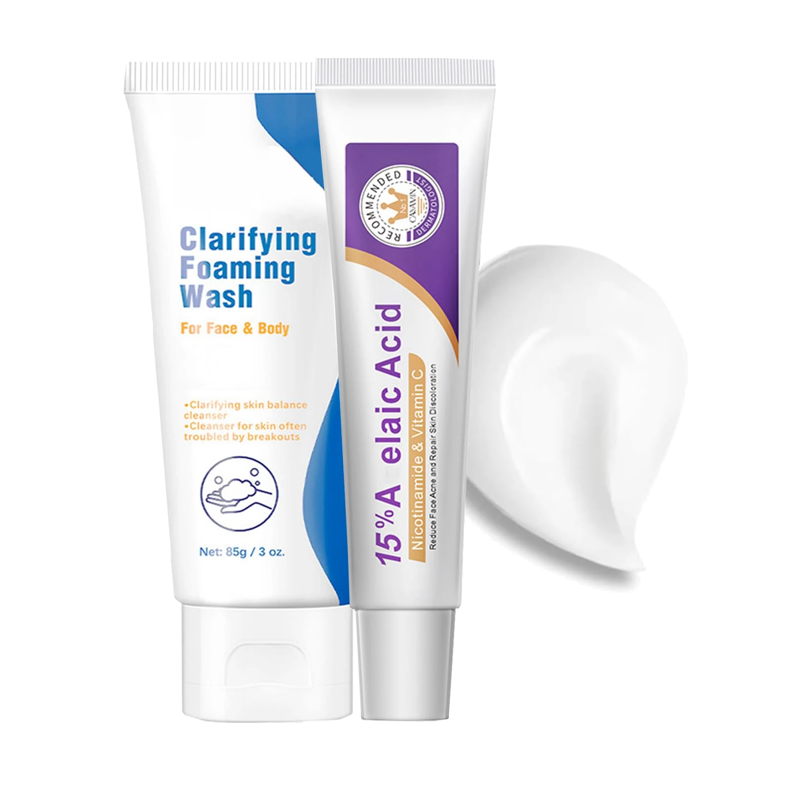 15% Acid Spot Cream with Face Cleanser,Acne Treatment Cream Set,Fast Acting Spot Treatment,Dark Spot Remover for Face,Reduces Blemishes & Breakouts,Gentle Skin Care Pimple Crea-m (2PC-Acne Set)