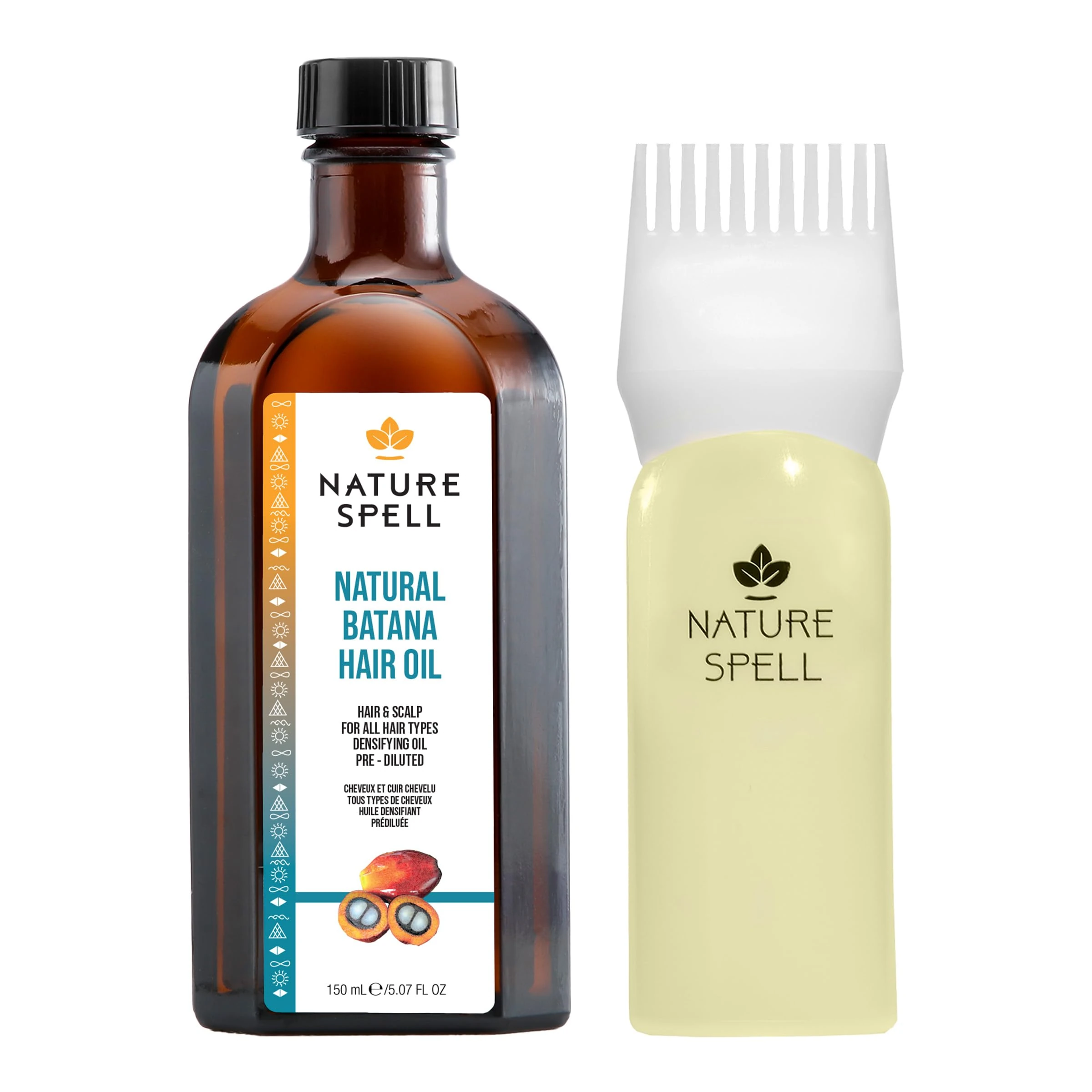 Nature Spell Batana Oil for Hair Growth with Comb Applicator, Pre-Diluted Scalp Oil to Strengthen Roots and Strands, Suitable for All Hair Types, Vegan, 150ml