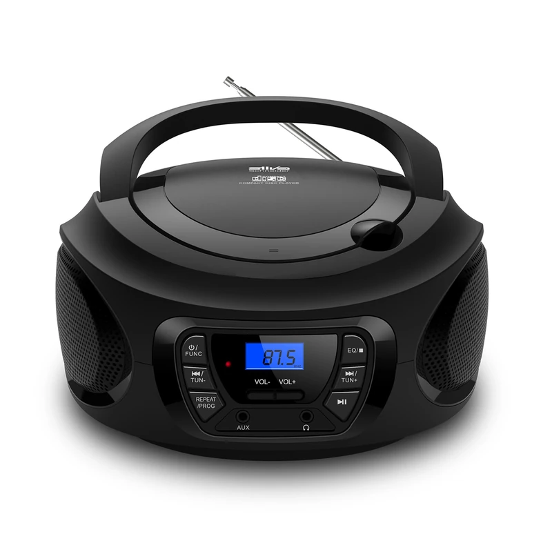 Silva Schneider PCD 25.1 - Portable CD Player with FM PLL Radio, LCD Display, 30 Stations Memory, AUX-In & Headphone Jack, Mains/Battery Operated - Black