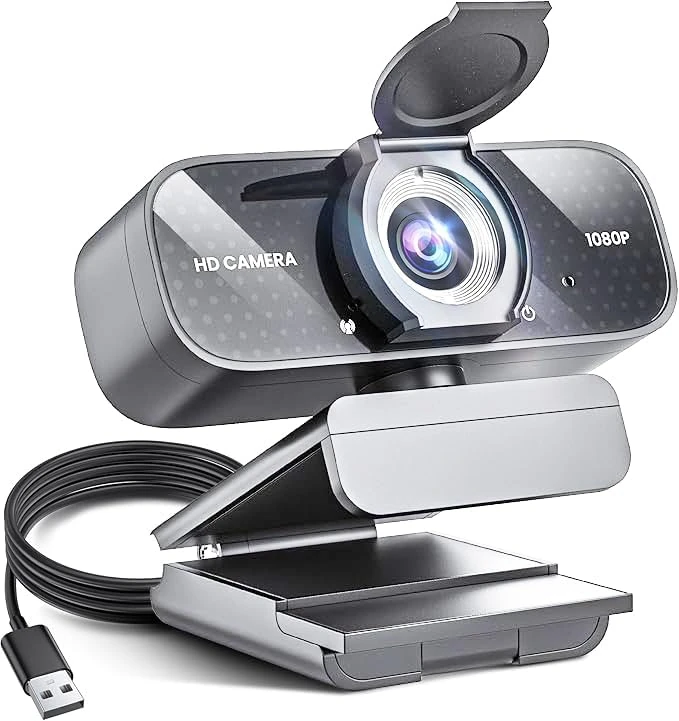 TRAUSI Plug and Play Webcam for PC, 1080P Webcam with Privacy Cover, Active Light Correction, Laptop,Desktop,Wide Angle Lens,