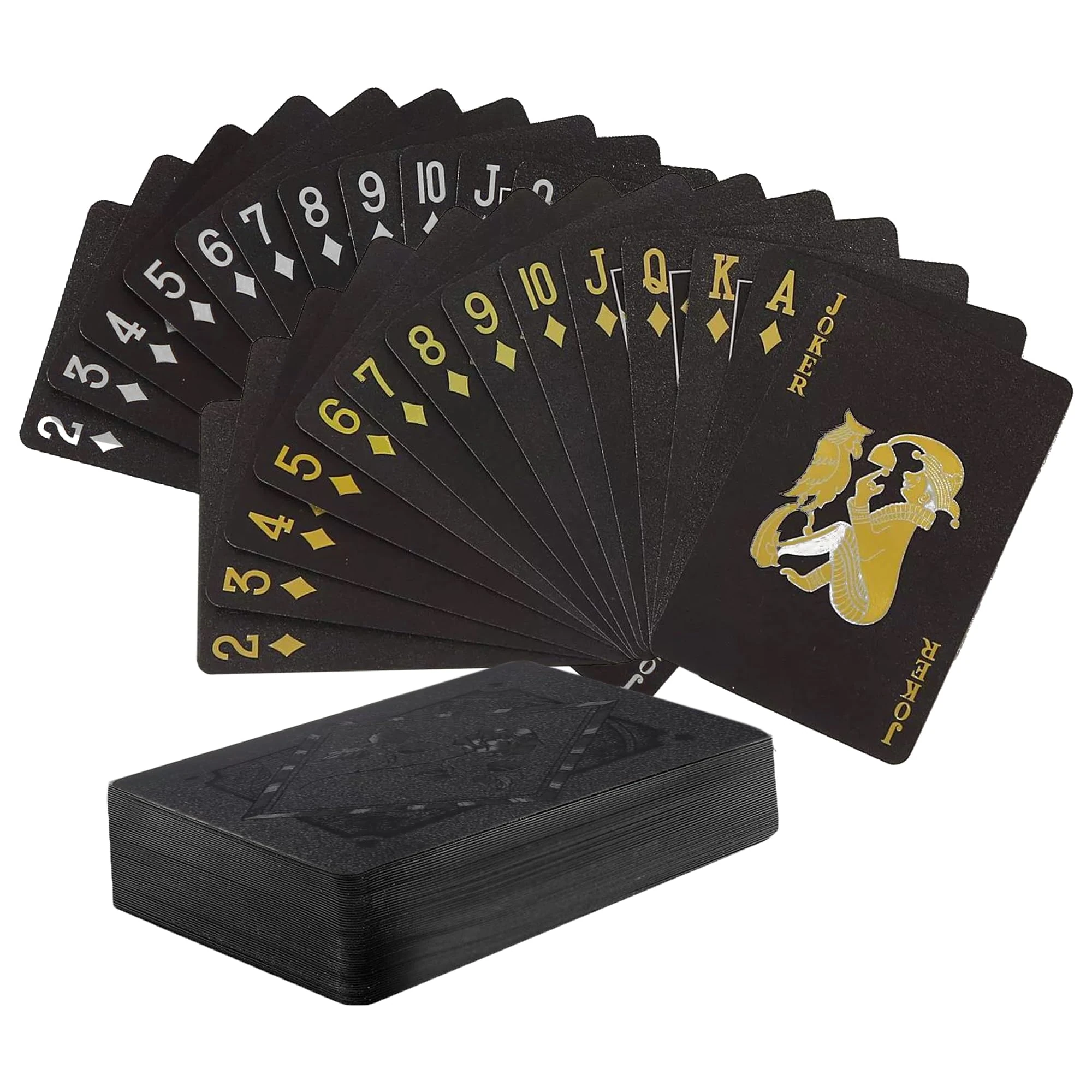 Xanthelle Black Playing Cards, Waterproof Poker Cards, Jolly Cards, Plastic Card Deck, Black Jack and Rummy Card Game, Canasta, Magic Card Set