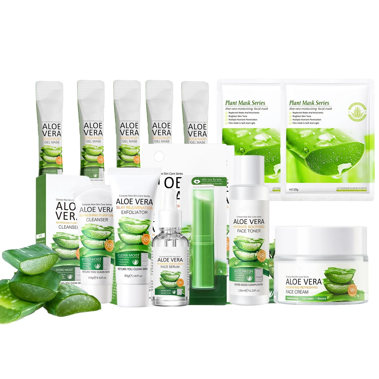 SEESUNO 13Pcs Skin Care Gift Sets for Teenage Girls, Aloe Vera Extracts Skincare for Women, Simple Pamper Face Care Kit for Teen