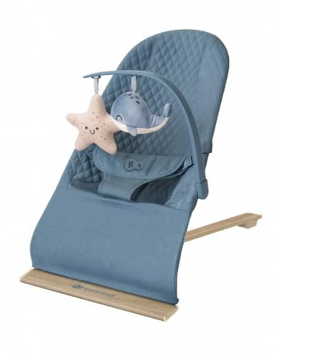 Kinderkraft Mimi Baby Bouncer from Birth to 9kg, Ergonomic Design, 3-Point Adjustable Backrest, Detachable Toy Bar, Foldable, Safe 3-Point Harness, Ideal for Travel and Development, Nordic Breeze