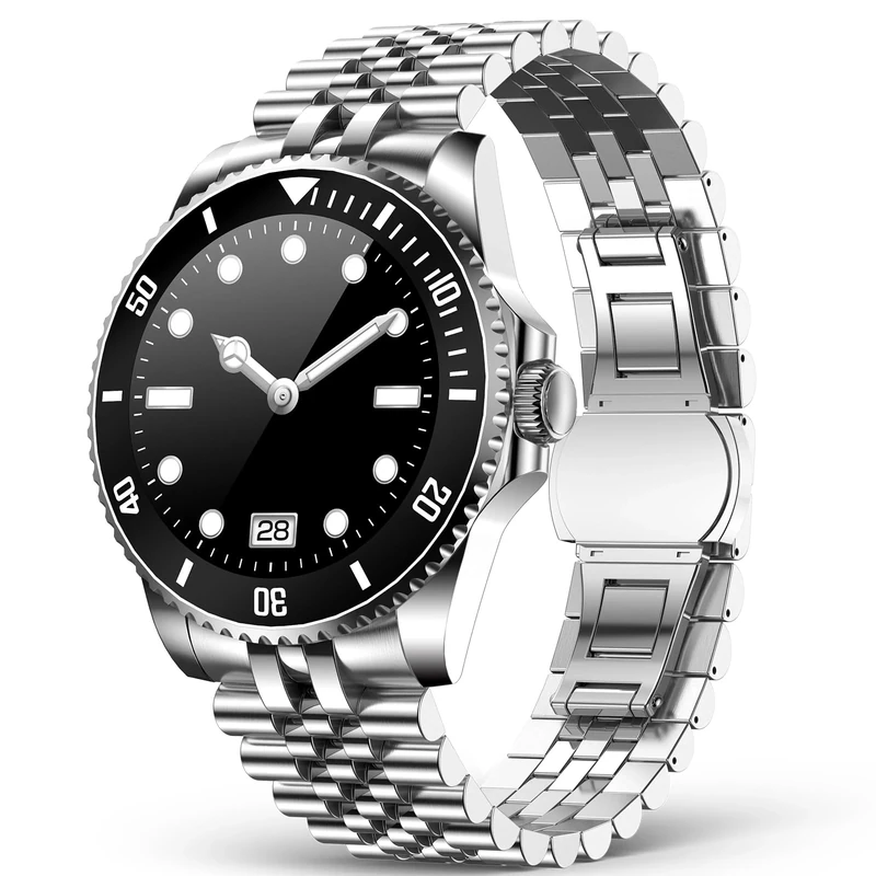 SOUYIE AI Smart Watch for Men with Bluetooth Call, Heart Rate, Blood Pressure, SpO2, Sleep Monitor, 107 Sports Modes, Waterproof Round Watch, 1.19-inch AMOLED Watch Compatible Android and iOS Sliver