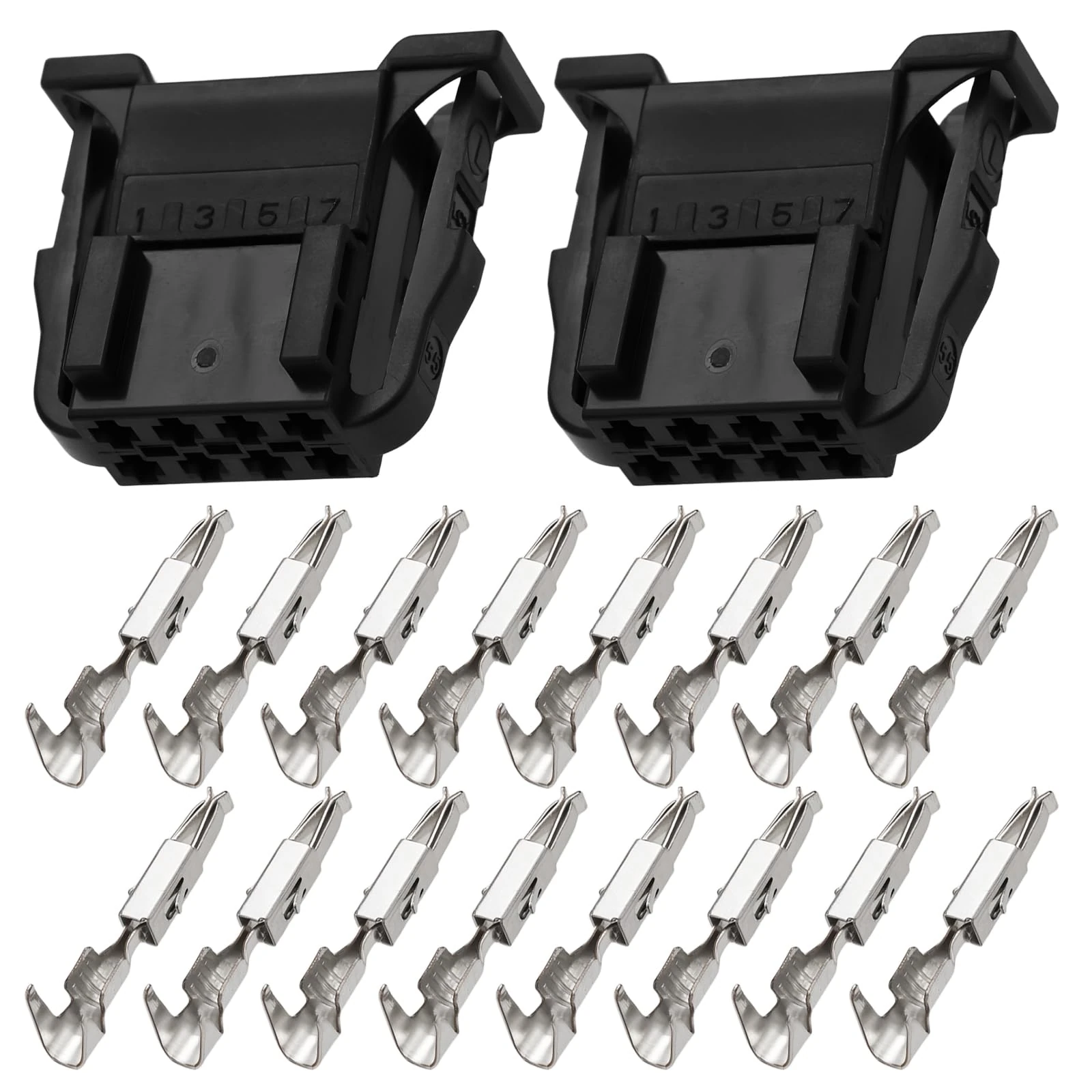 YINETTECH 2 Set 8-Pin Connector Plug 3B0972724 with Micro Timer Terminals for Electrical System Compatible with Audi Compatible with VW