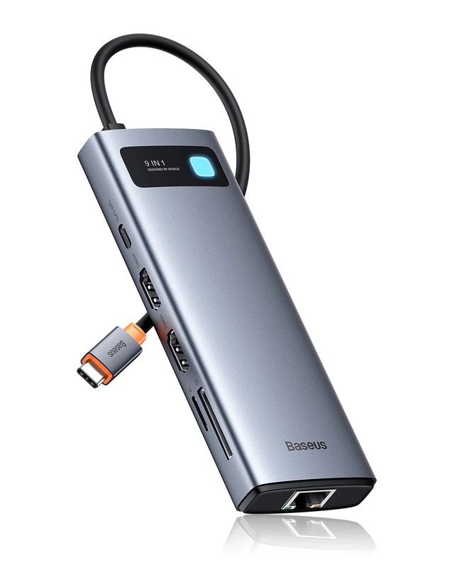 Baseus Laptop Docking Station Dual Monitor 4K@120Hz, 9 in 1 USB C Hub with 2 HDMI, 1000Mbps LAN, Max 85W PD, 3 USB, SD Card Reader, USB C Dock Compatible with iPhone 15/Mac/Dell/HP/Surface/Steam Deck