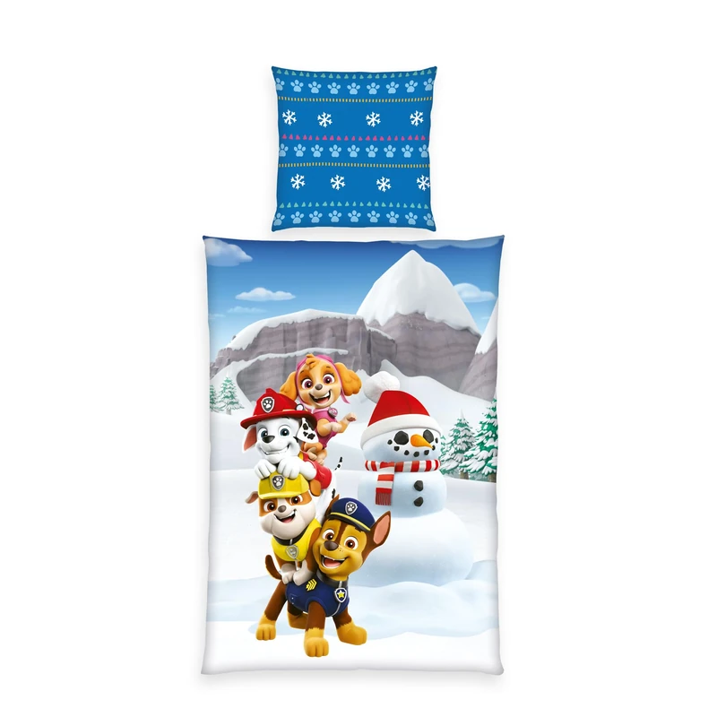 Herding Paw Patrol Flannel Bedding Set, Pillowcase 80 x 80 cm, Duvet Cover 135 x 200 cm, with Button Placket, 100% Cotton/Flannel