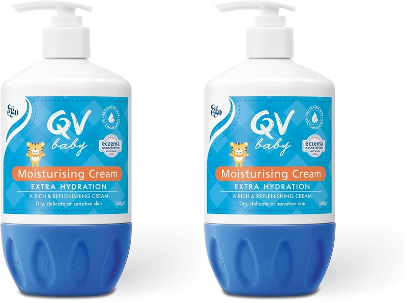 QV Baby Moisturising Cream, 500g - Rich Moisturising Cream With Glycerin and Vitamin B3 For Babies and Newborn, Non-Greasy For Sensitive Skin, with 24-Hour Protection, Baby Moisturiser, pH-balanced