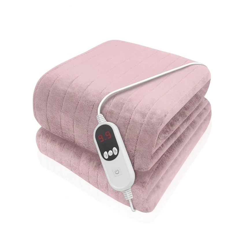 Purus Pink XL Heated Throw Electric Blanket, 180 x 130cm Heated Blanket Machine Washable Soft Micro Fleece Electric Throw Overblanket with 12HR Timer and 9x Control Heat Settings