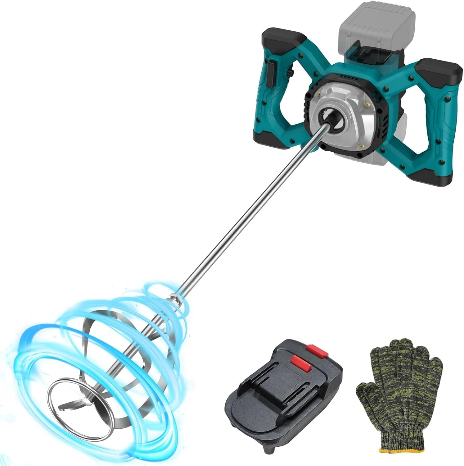 IMAYCC Concrete Mixer Compatible with Makita 18V Battery, 1000W Electric Cement Stirrer with 6 Speed, Max 680 RPM, Portable Paint Mortar Mixer for Mixing Fodder Paint Glue Putty (No Battery)