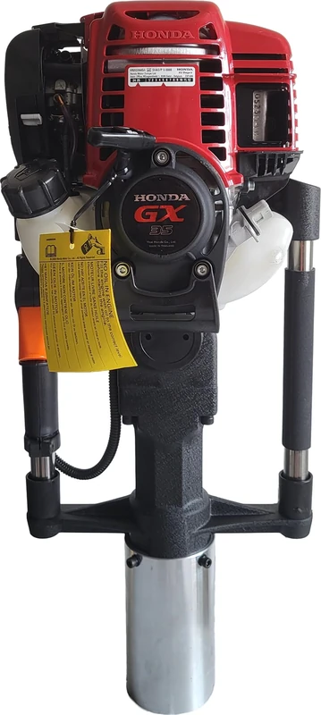 Berger & Schröter Petrol Honda GX35 NG Engine 1.36 HP 4-Stroke Pile Ram Fence Post Rammers Hand Rams 25-45J Impact Energy, Red 35.8 CCM