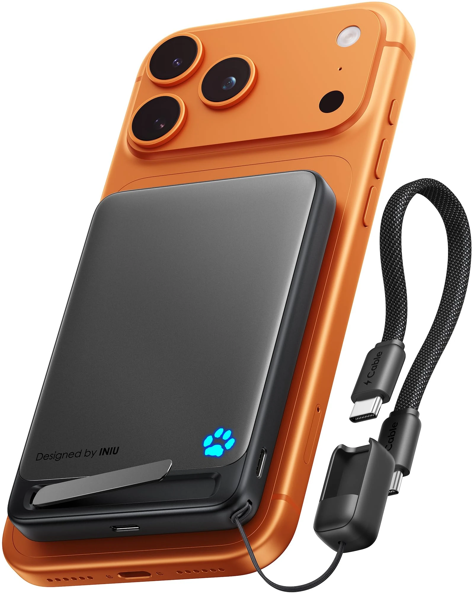 INIU for Magsafe Power Bank, Qi2 Certified, Slimmest 10000mAh 45W Magnetic Portable Charger, with Lanyard USB-C Cable and Stand, Fast Charging Wireless Power Bank, for iPhone 17 16 15 14 13 12 Only