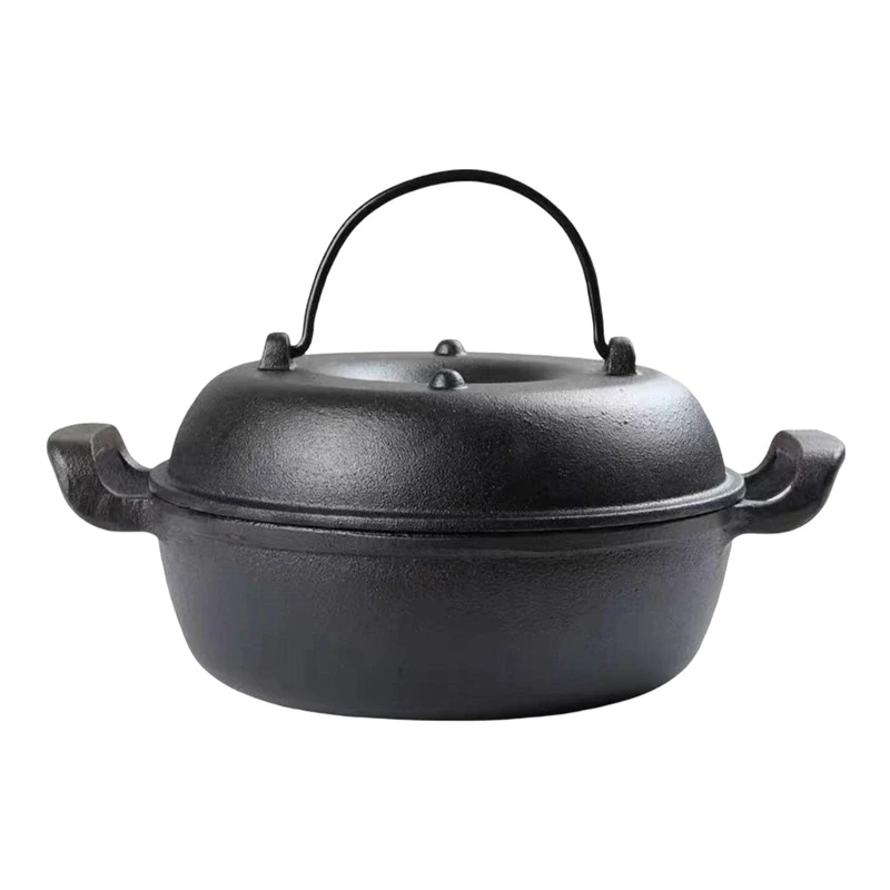 Sharplace Thickened Roaster Pot with Handles with Lid Multi Use Cast Iron Dutch Oven for Home, 25cm