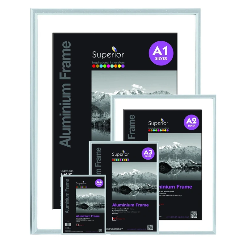 Exacompta - Ref 84758D - Box of 12 A4 Photo Frames - Can be placed on a table or hung on a wall - Aluminium edges - Use vertical or horizontal - Dimensions 30.5 x 21.8 x 2.5 cm - Silver