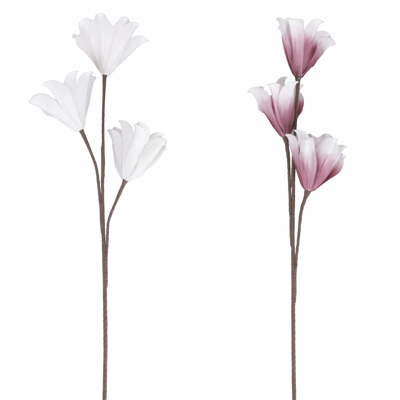 Set of 12 Artificial Magnolia Flowers in Plastic (PE) h. 104 cm, Sibylla - Image 1