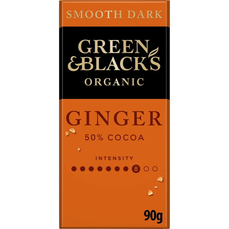 Green & Black's Organic Ginger Smooth Dark Chocolate Bar, 50% Cocoa, 100 g (Pack of 1)