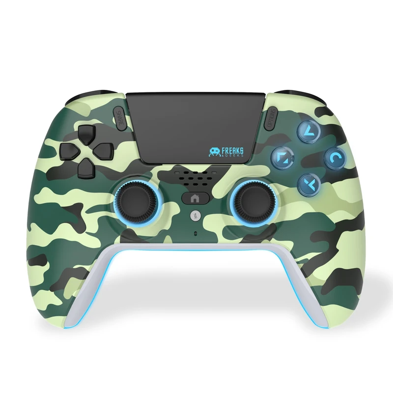 Freaks and Geeks- Bluetooth Wireless Controller for Playstation PS5 with LED - Green Camo