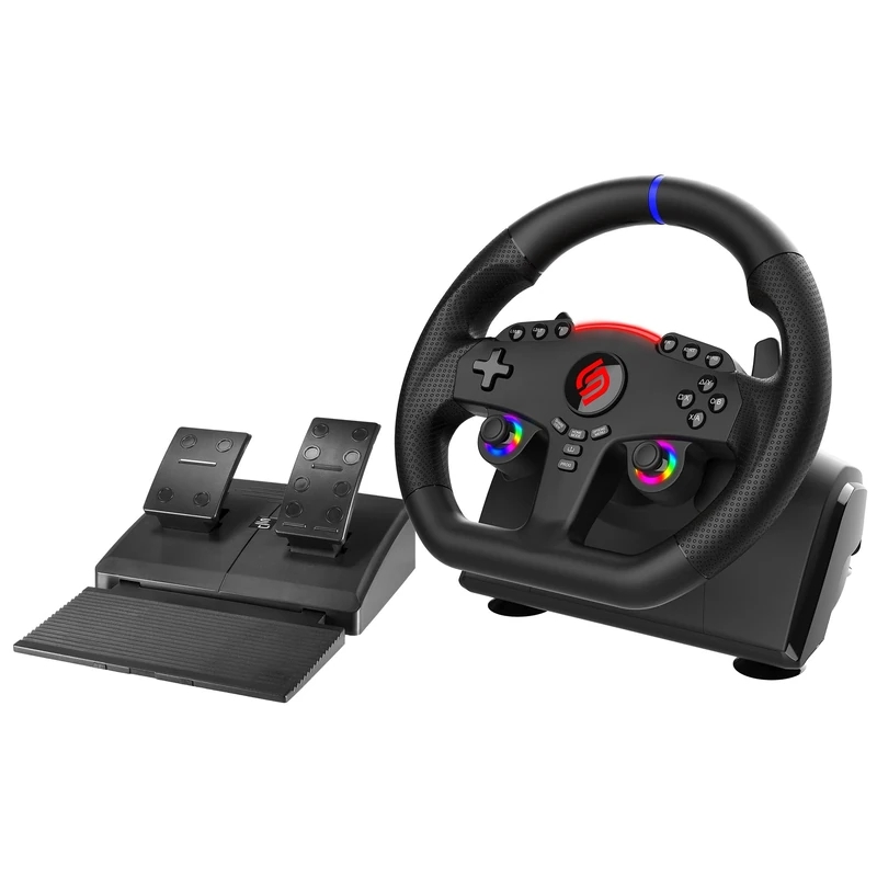 Subsonic - Superdrive 270 GT-5 Steering Wheel - PS5 LED Racing Wheel with dual sticks, 270° rotation, Pedals and Paddle shifters. For PS5 and PC - Black
