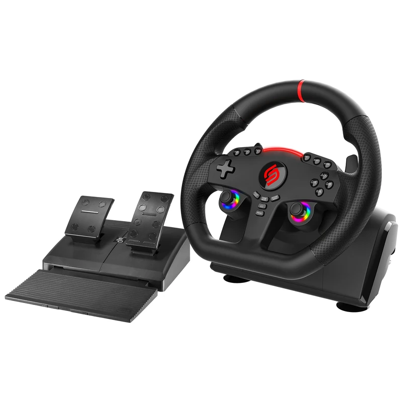 Subsonic - Superdrive 270 GT Racing Wheel - 270° Rotation, LED Illuminated Controls, Pedals - Compatible with Switch 2/Switch 1/Xbox/PS4/PC - Black