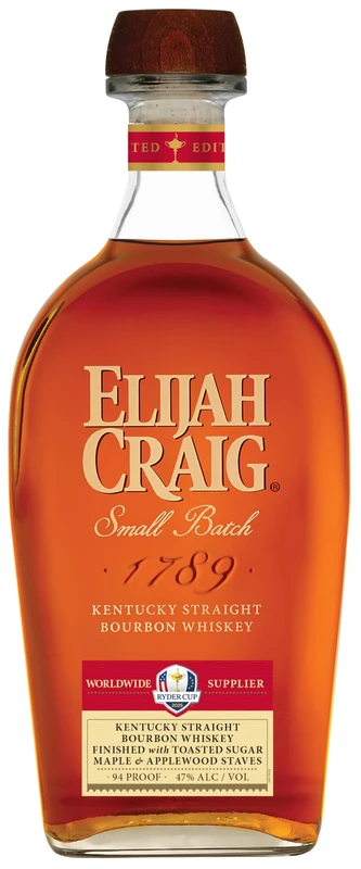 Elijah Craig 2025 Ryder Cup Limited Edition | 70cl | 47% ABV | Small Batch | Kentucky Straight Bourbon Whiskey Finished with Toasted Sugar Maple & Applewood Staves