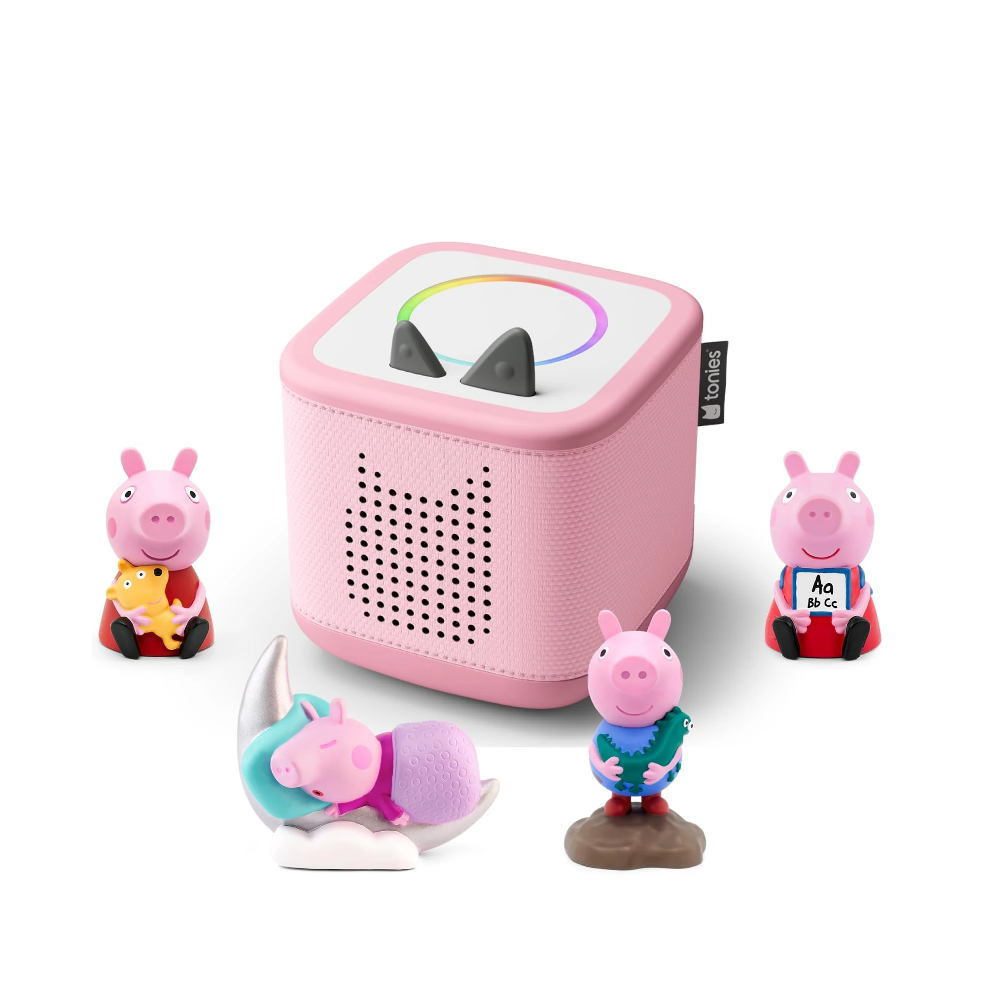 tonies Toniebox 2 Bundle Incl. 4 Tonies: Peppa Pig - George Pig, Peppa’s Bedtime Stories, Peppa Pig - Learn with Peppa, Peppa Pig - On the Road with Peppa, Cloud Pink