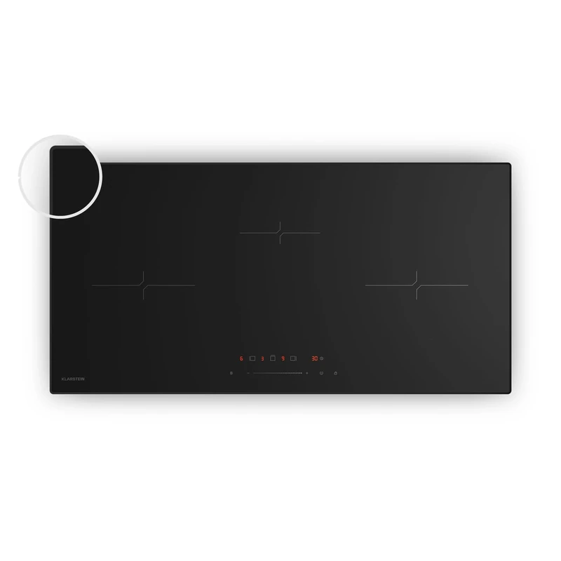 Klarstein Velaire Induction Hob - 80cm Built-in, 3-Zone, 5500W Boost, Touch Slider Control, Timer, Child Lock, Residual Heat Indicator, Glass Surface, Minimalist Design