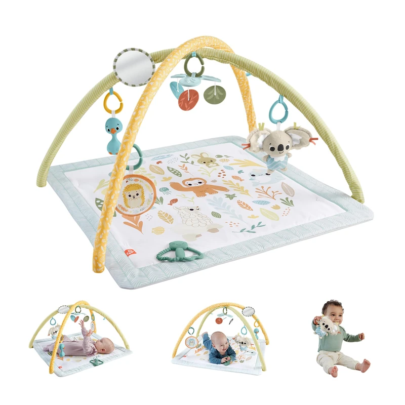 Fisher-Price Baby Playmat Simply Senses Newborn Gym with Mobile & Sensory Activity Toys for Developmental Play Ages 0+ Months, JMN74