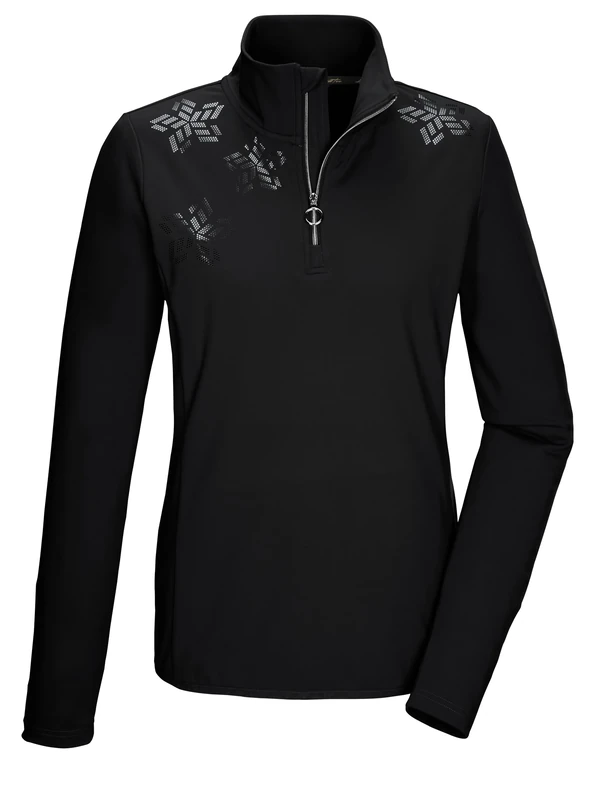 Killtec Women's Ksw 110 Wmn Ls Shrt Powerstretch Shirt/mid-Layer with Stand-up Collar and Zip, Black, 16