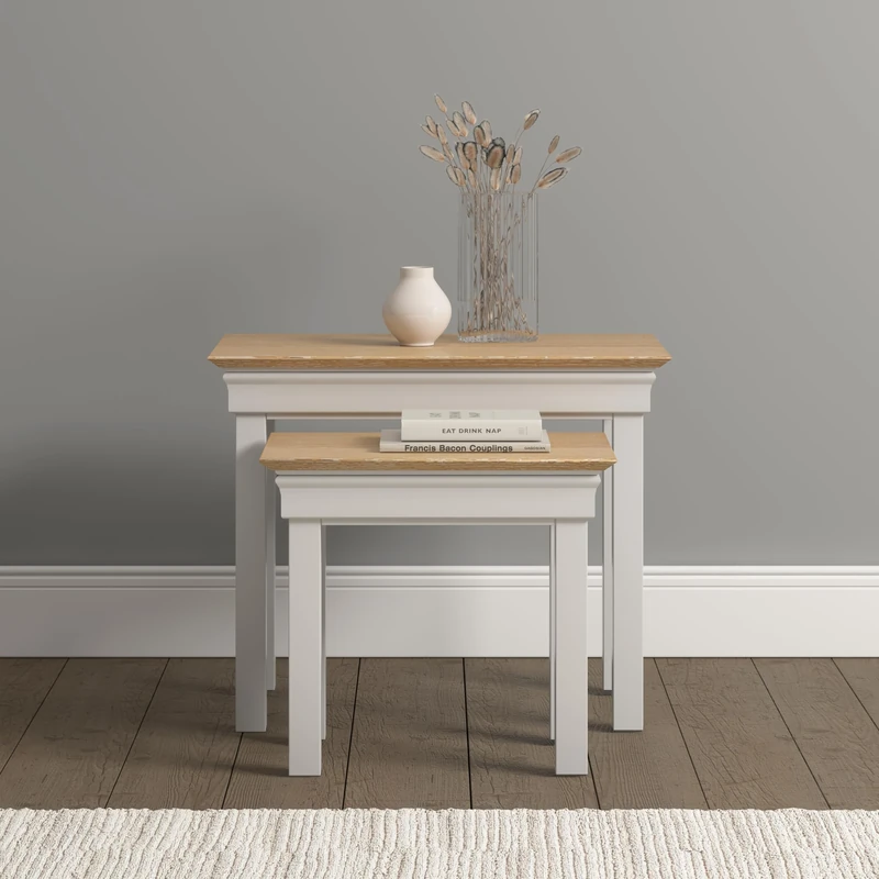 Seconique Bordeaux Nest Of 2 Tables in Ivory/Oak