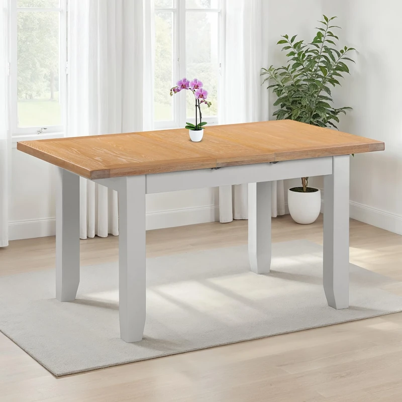 Seconique Windsor Extending Dining Table in Pebble Grey/Oak