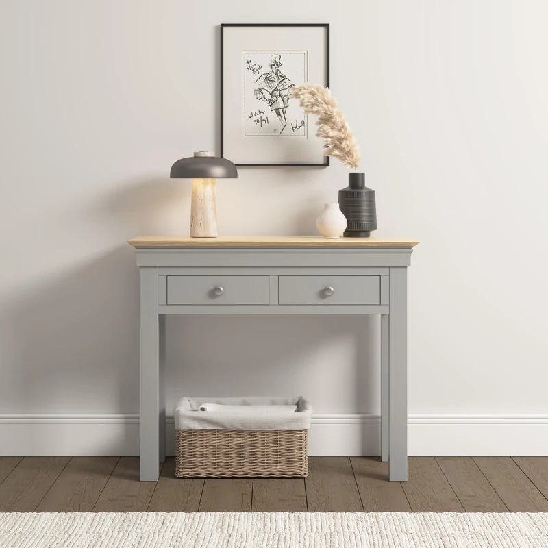 Seconique Bordeaux Console Table in Pebble Grey/Oak