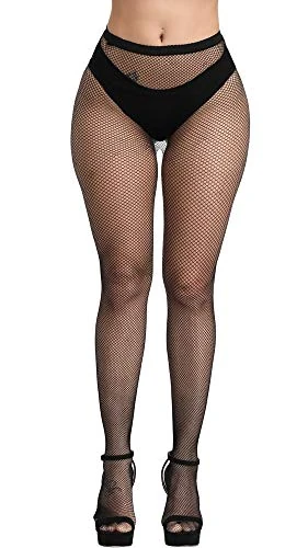 PERAMBRY Women's Pantyhose Fishnet Stockings High Stockings High Waist Suspenders Black