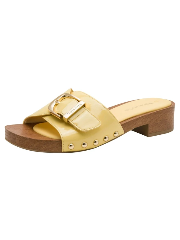 Tamaris Women's mule with wedge heel yellow 4 UK