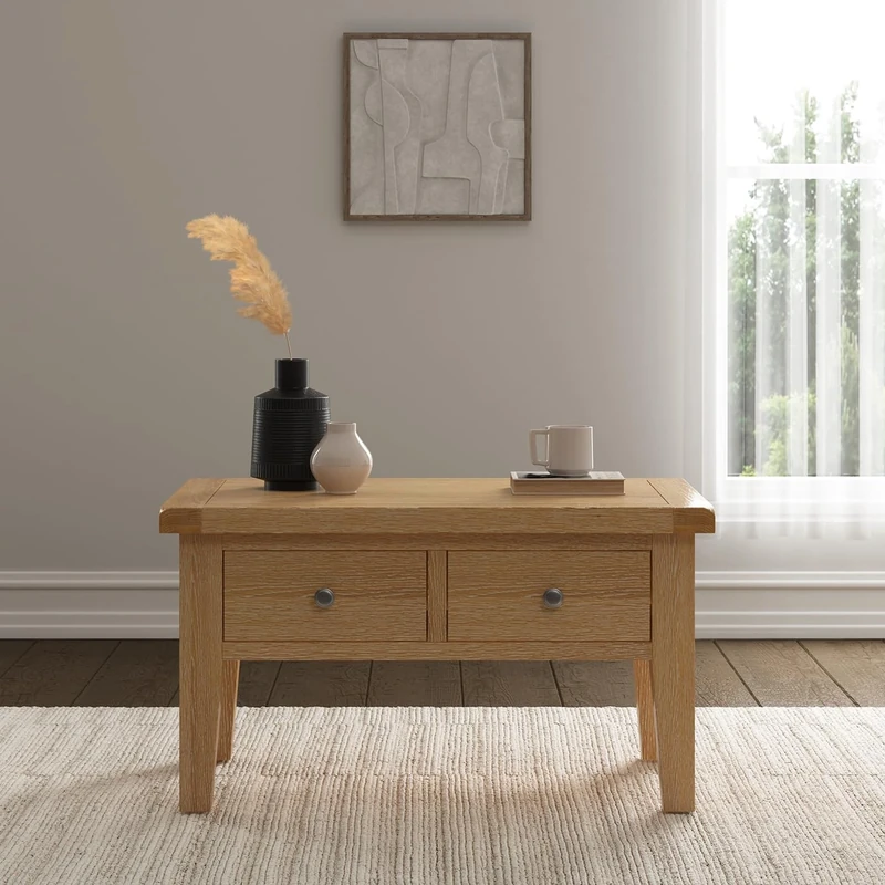 Seconique Windsor 2 Drawer Coffee Table in Natural Oak