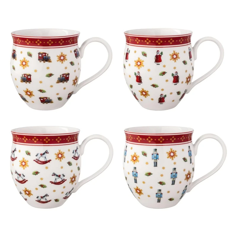 Villeroy & Boch - Toy's Delight Anniversary Mug Set 4 Pieces Multicoloured, Xmas, Mug Set for 4 People, Coffee Mug, Coffee Cups, Christmas Pattern, Christmas Dishes, Premium Porcelain