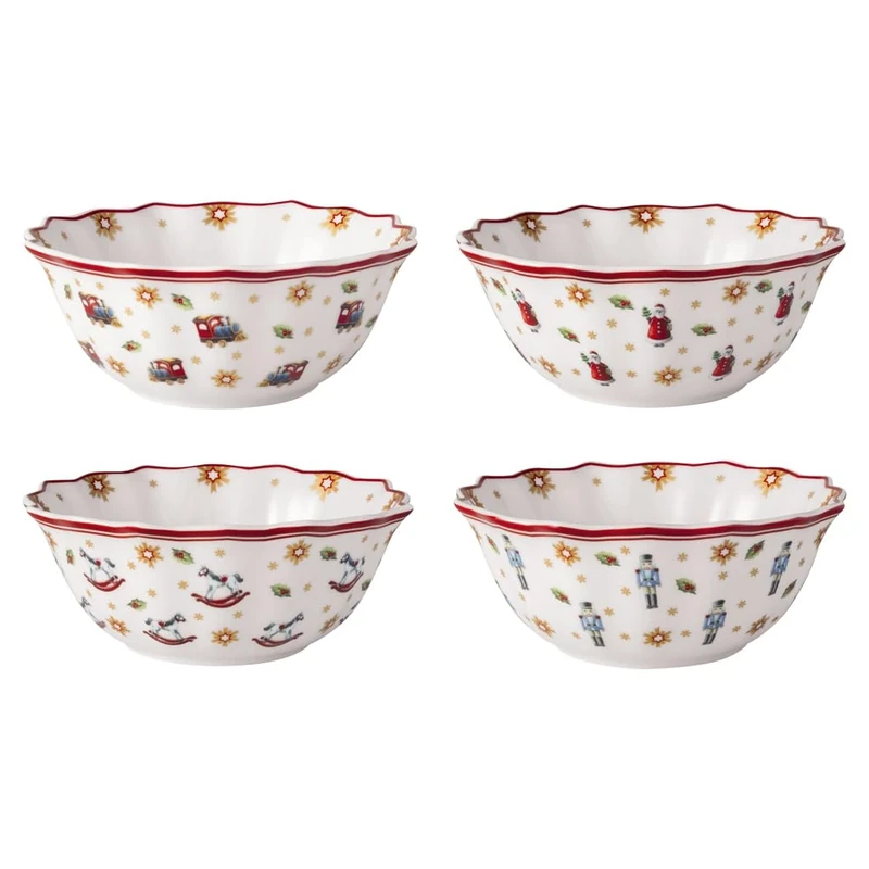 Villeroy & Boch - Toy's Delight Anniversary Bowl Set 4 Pieces Multicoloured, Xmas, Bowl Set for 4 People, Bowls, Christmas Pattern, Christmas Dishes, Premium Porcelain