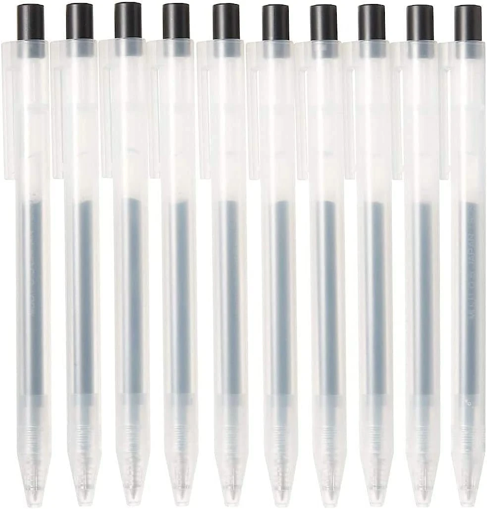 Muujiii Pens Click & Knock 0.5mm Black Gel Pen – Pack of 10 | Smooth Writing Japanese Stationery | Fine Tip Ballpoint Pens for Students, Office, Handwriting, Journaling & Notes | Smudge-Free Ink