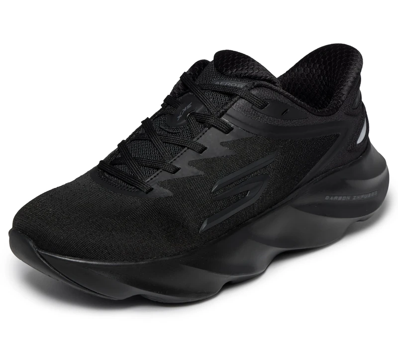 Skechers Women's Aero Burst Hands Free Slip-Ins Running Shoe, Black/Black, 11