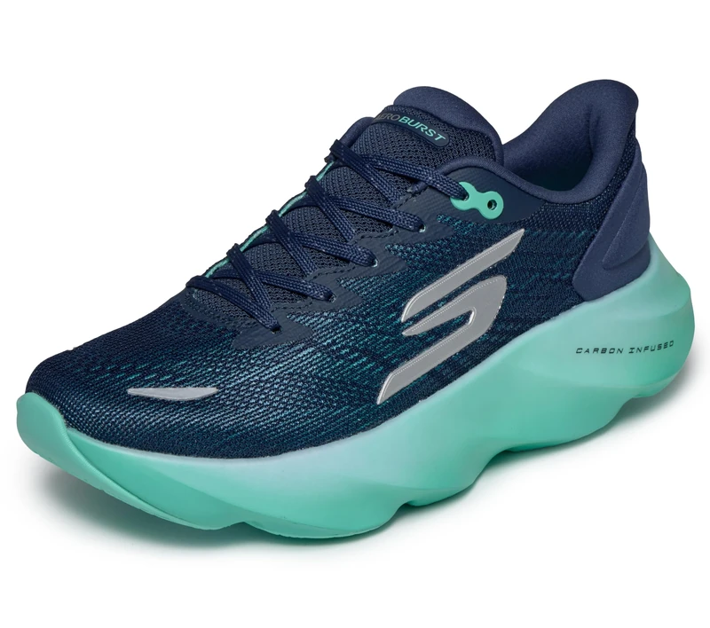 Skechers Women's Aero Burst Sneaker, Navy/Aqua, 5.5 UK