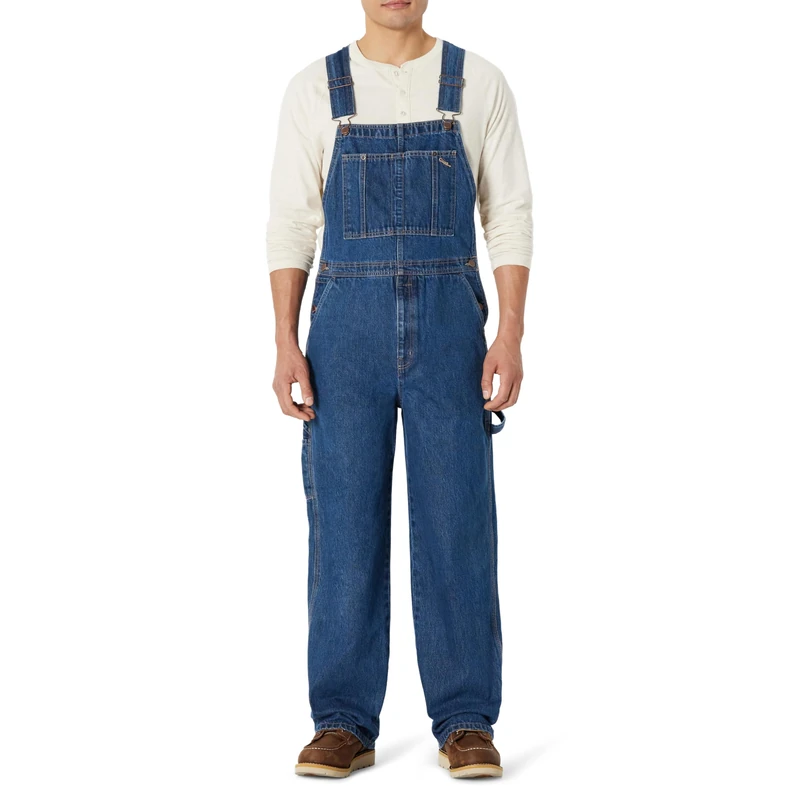 Amazon Basics Men's Relaxed Fit Workwear Bib Overall, CLASSIC MEDIUM WASH, 40W x 32L