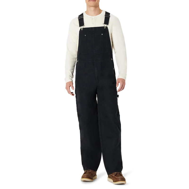 Amazon Basics Men's Relaxed Fit Workwear Bib Overall, Black, 36W x 30L