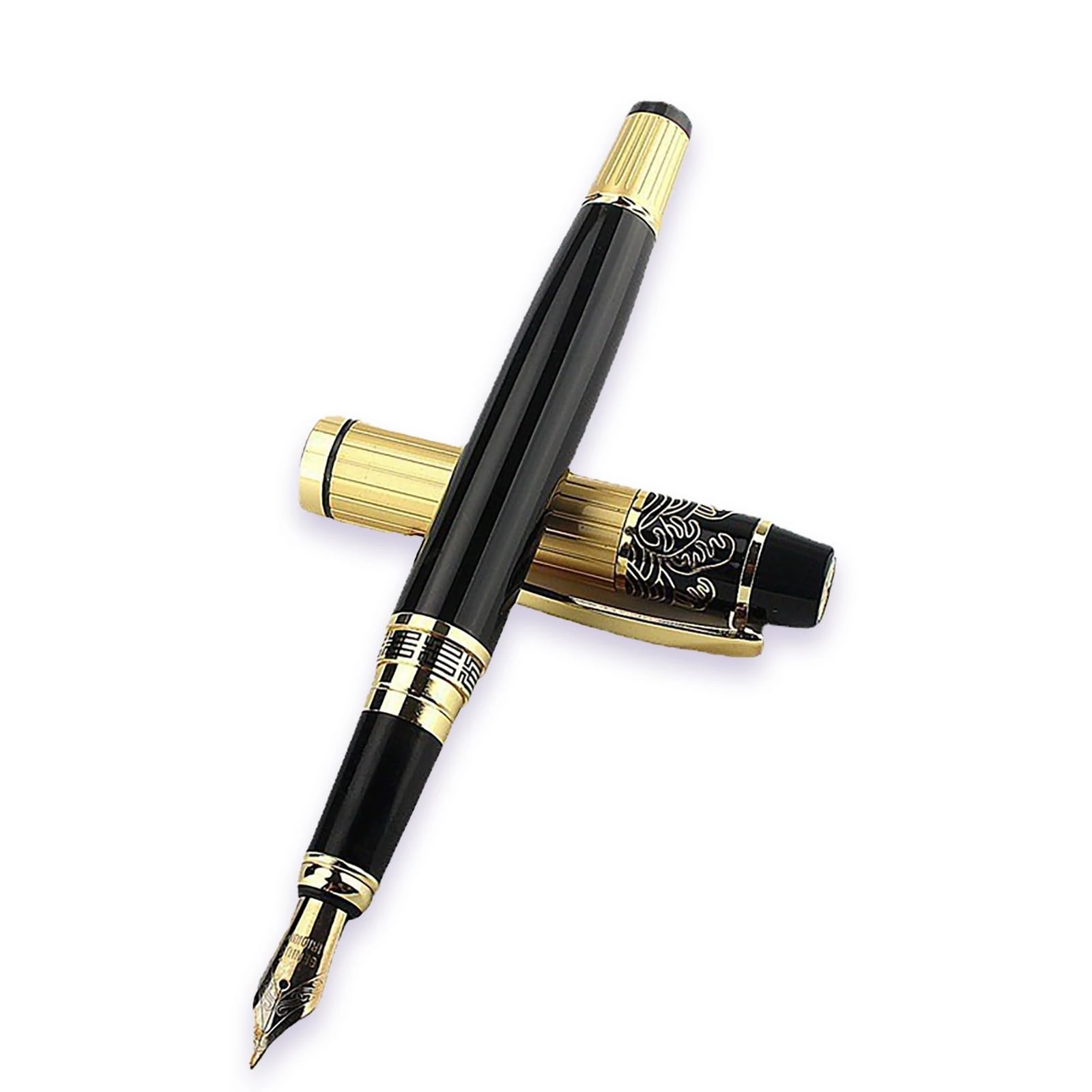 Yolkify Fountain Pen, 1mm Fine Nib Luxury Black Ink Pen - Smooth Writing, Ideal Fountain Pens for Writing, Gift for Office, Business & Calligraphy