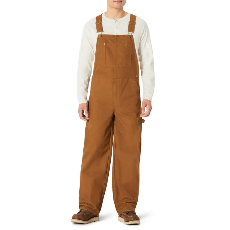Amazon Basics Men's Relaxed Fit Workwear Bib Overall, Dark Chestnut Brown, 34W x 32L