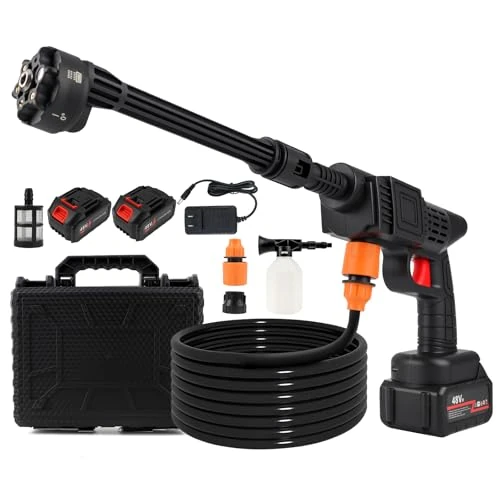 Cordless Pressure Washer 6-in-1 Portable Jet Wash,5M Hose & Storage Case | Adjustable Nozzle (0°/10°/25°/40°/Shower/Sector) for Car, Patio, Garden & Pet Cleaning