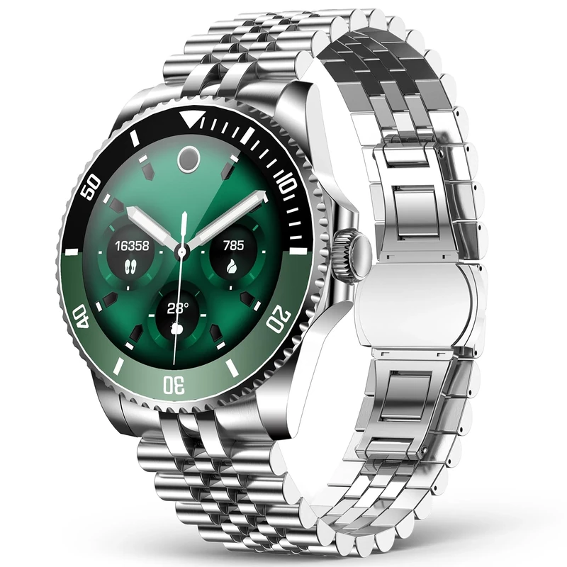 SOUYIE AI Smart Watch for Men with Bluetooth Call, Heart Rate, Blood Pressure, SpO2, Sleep Monitor, 107 Sports Modes, Waterproof Round Watch, 1.19-inch AMOLED Watch Compatible Android and iOS