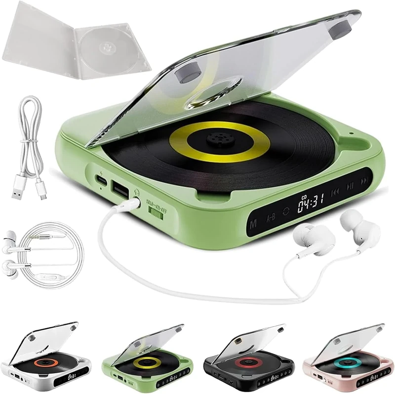 Portable CD Player with Bluetooth 5.3 – Hi-Fi Sound,Wireless & Wired Playback,Rechargeable Battery, Supports CD/CD-RW/MP3 and Repeat Modes,Compact & Lightweight for Travel,Home,Car